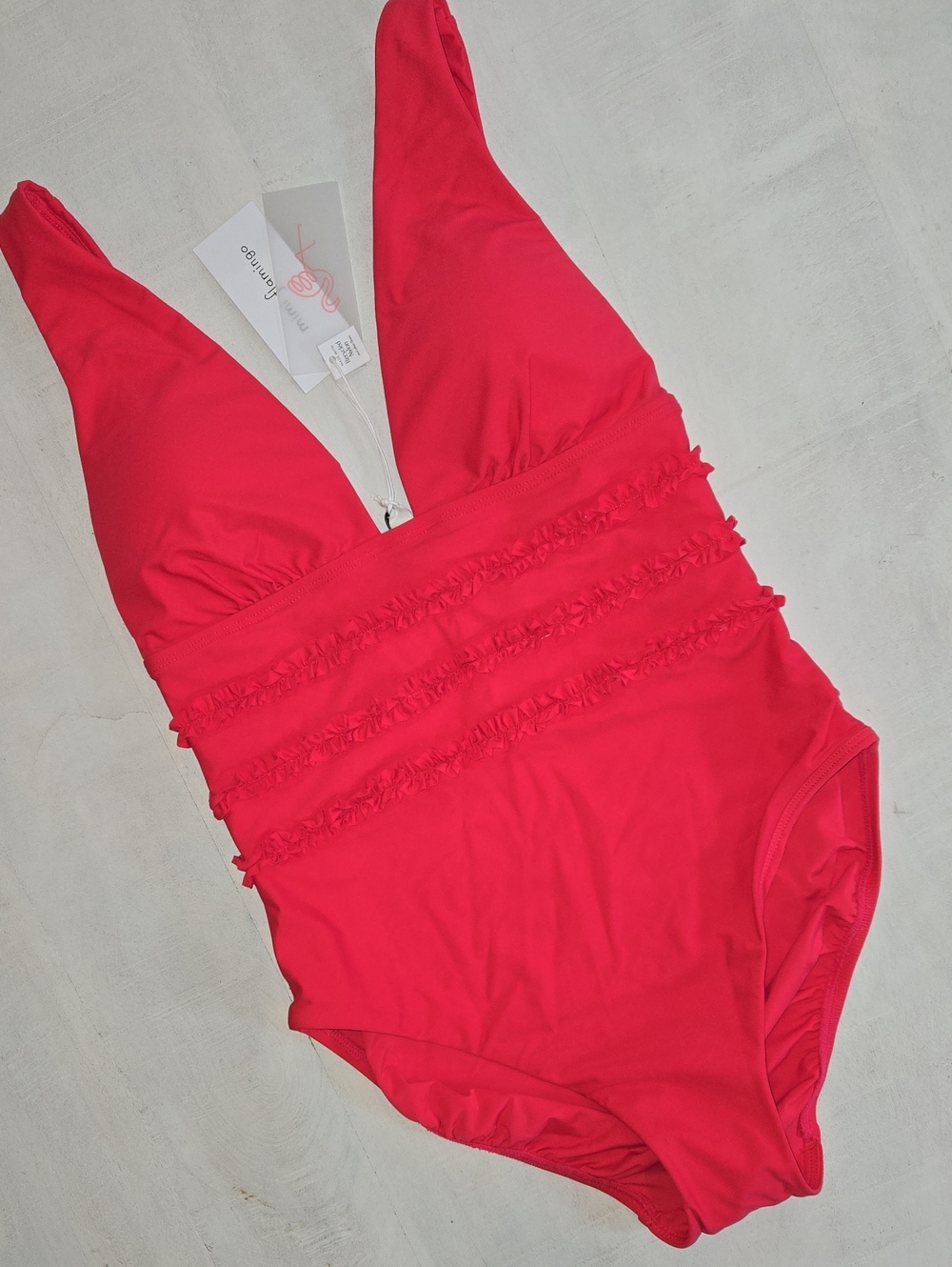 mimi flamingo Red Ruffled One-Piece Swimsuit NWT Size 4